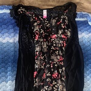Floral Lace Women's dress - Black and Pink
